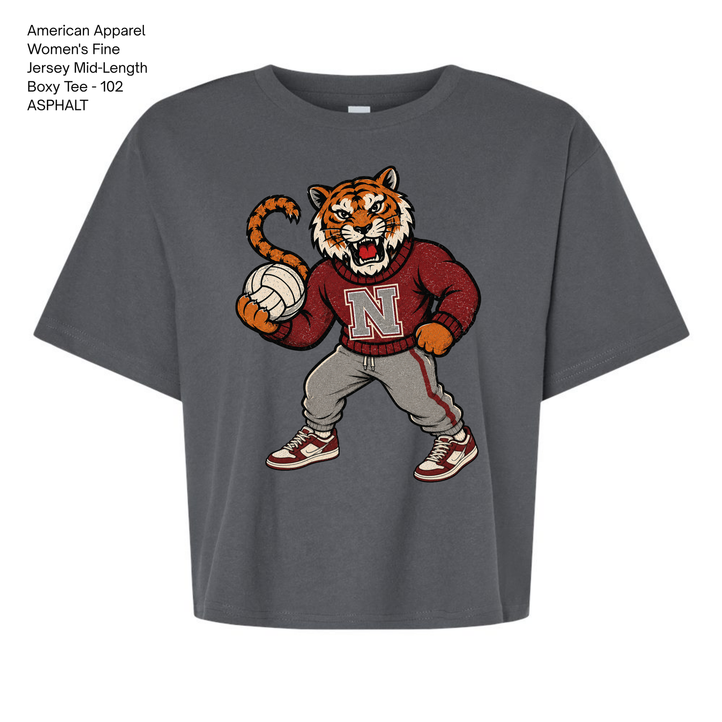 Am. Apparel Boxy Tee, NHS Volleyball: Vintage Tiger