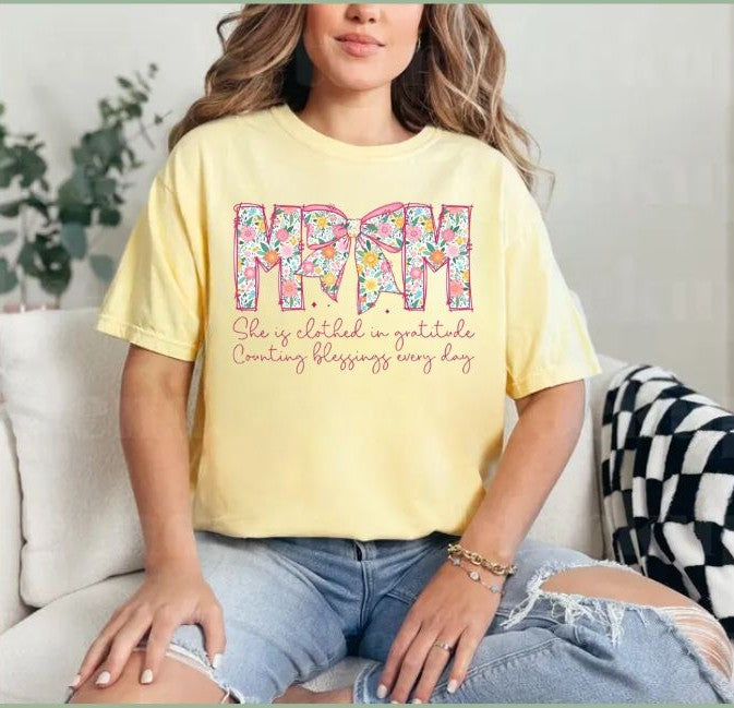 Floral Mom Bow Graphic Tshirt