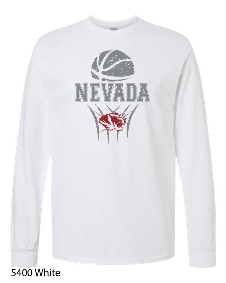 Gildan Long Sleeve T-Shirt: Nevada Basketball Design