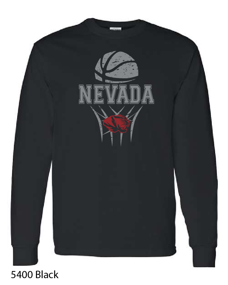 Gildan Long Sleeve T-Shirt: Nevada Basketball Design