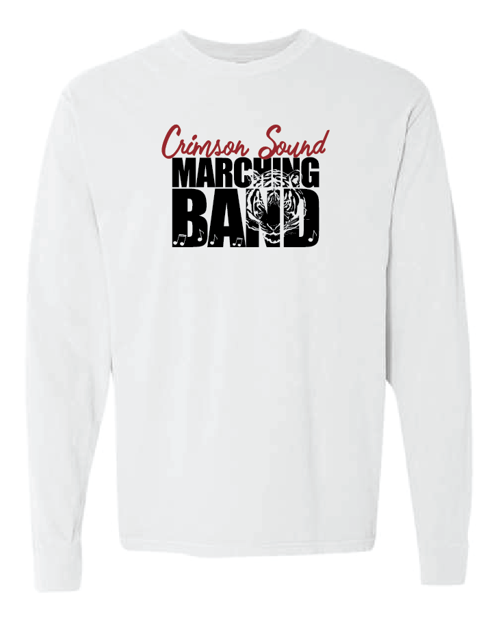Comfort Colors LS: CS Marching Band Tiger & Music Notes