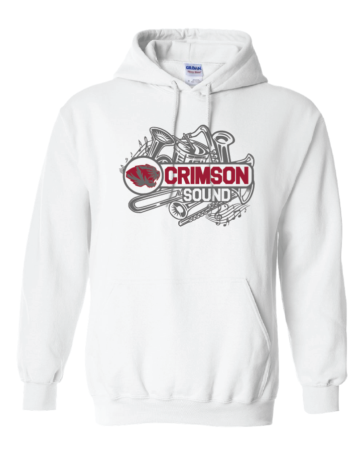 Gildan Hooded Sweatshirt: Crimson Sound w/ Instruments