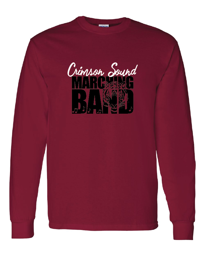 Gildan LS Shirt: CS Marching Band Tiger & Music Notes