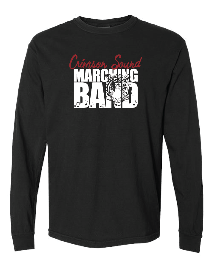 Comfort Colors LS: CS Marching Band Tiger & Music Notes