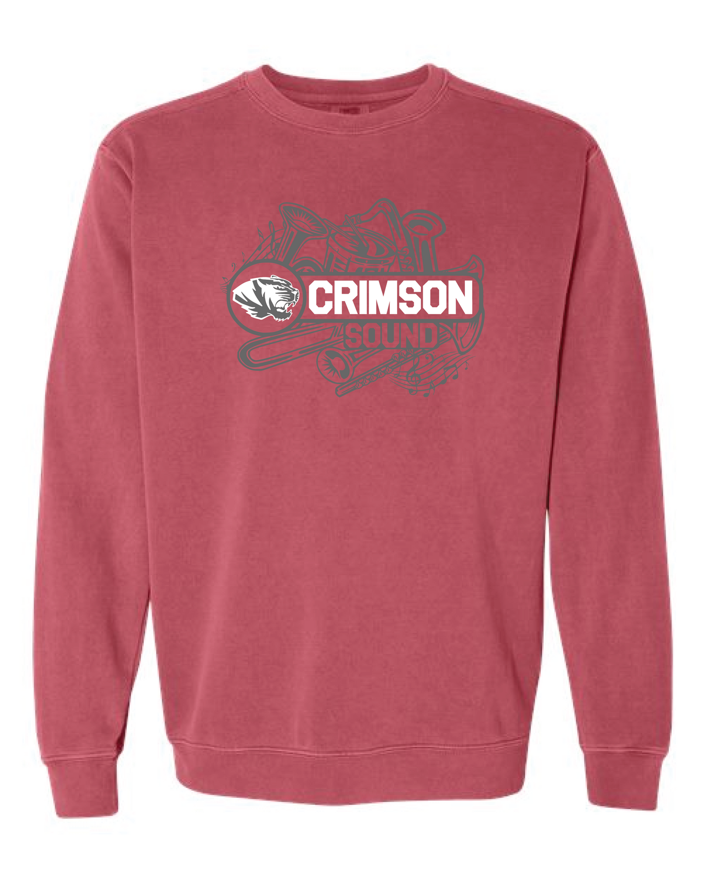 Comfort Colors Crewneck Sweatshirt : Crimson Sound w/ Instruments