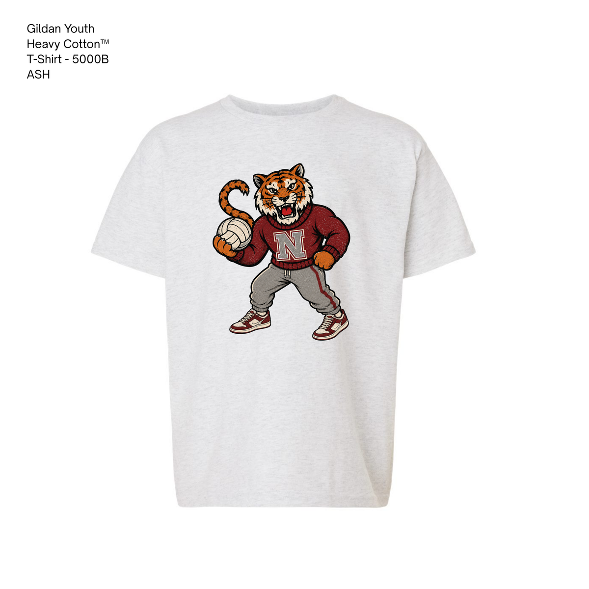 Gildan Heavy Cotton Tee, NHS Volleyball: Vintage Tiger