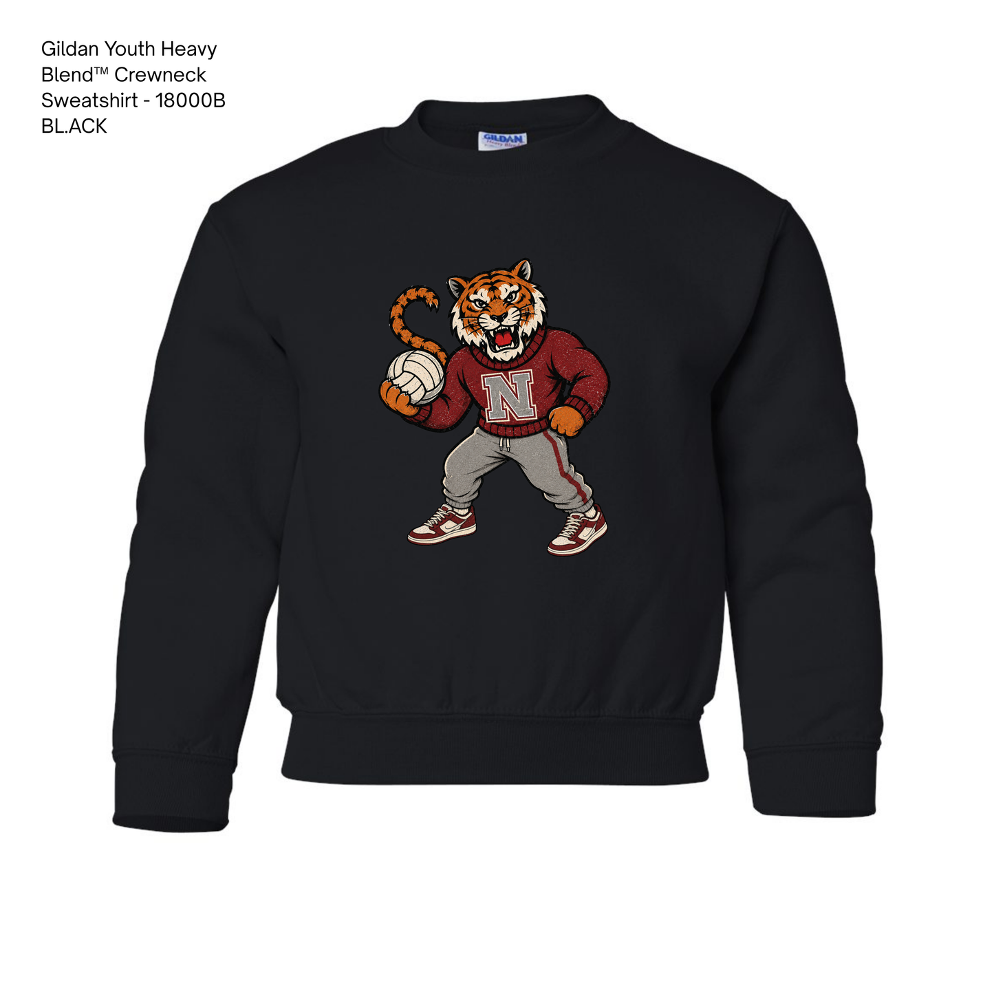 Gildan Crewneck, NHS Volleyball: Vintage Tiger