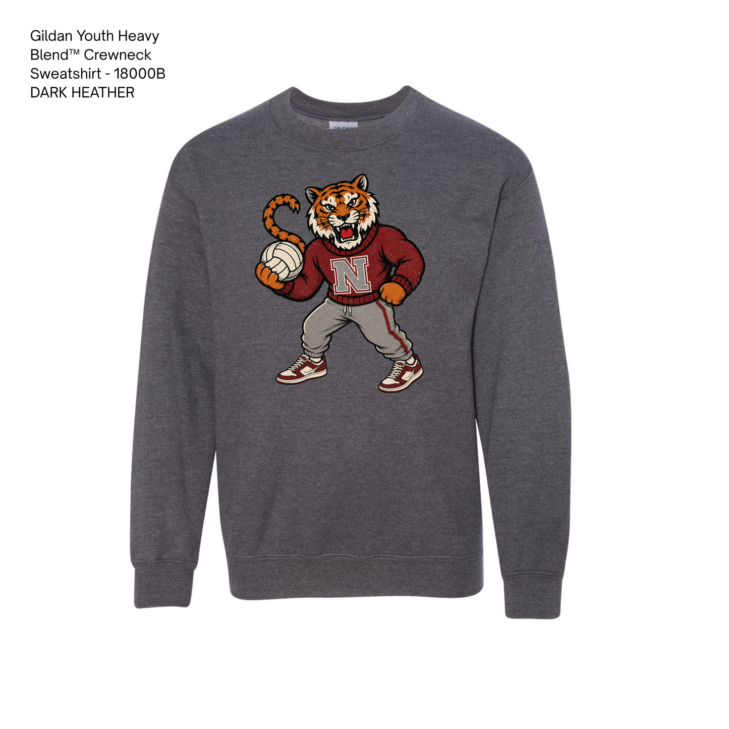 Gildan Crewneck, NHS Volleyball: Vintage Tiger