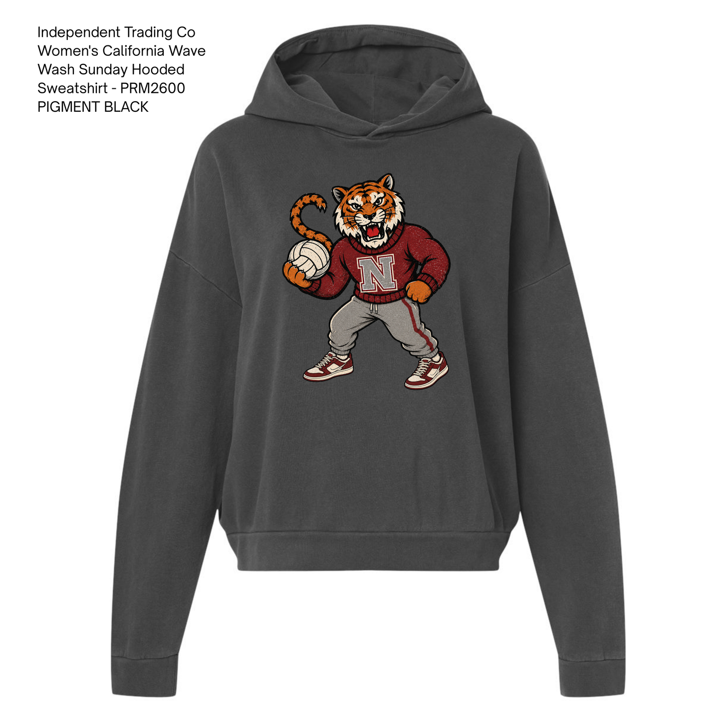 Ind. Trd. Washed Hoodie, NHS Volleyball: Vitnage Tiger