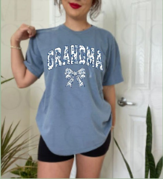 Floral Grandma & Bow Graphic Tshirt