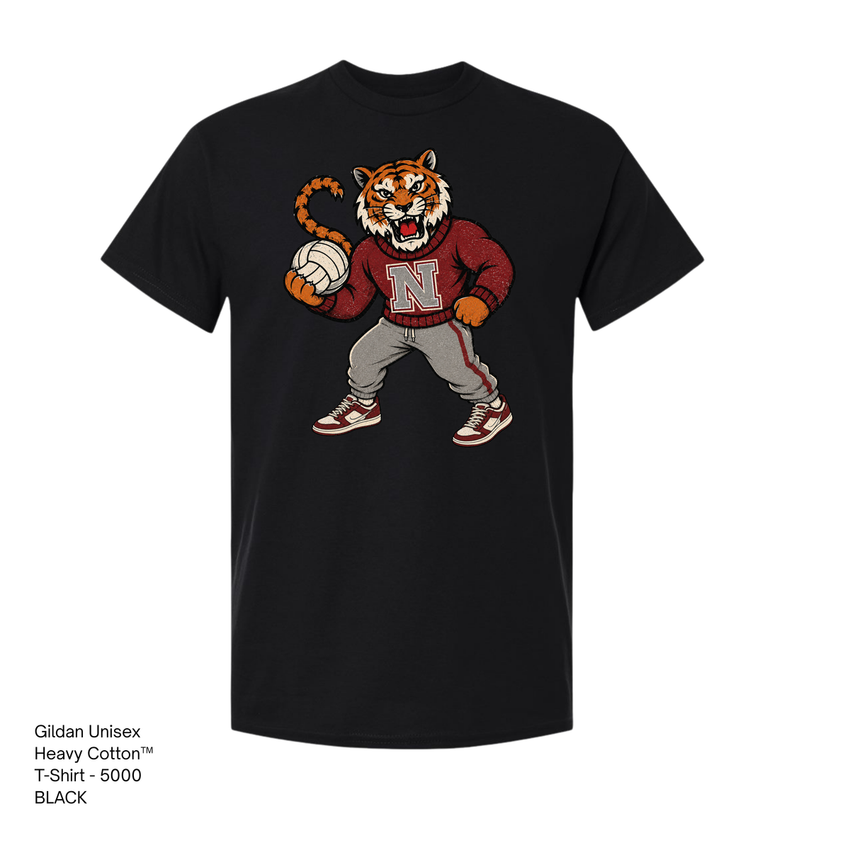 Gildan Heavy Cotton Tee, NHS Volleyball: Vintage Tiger