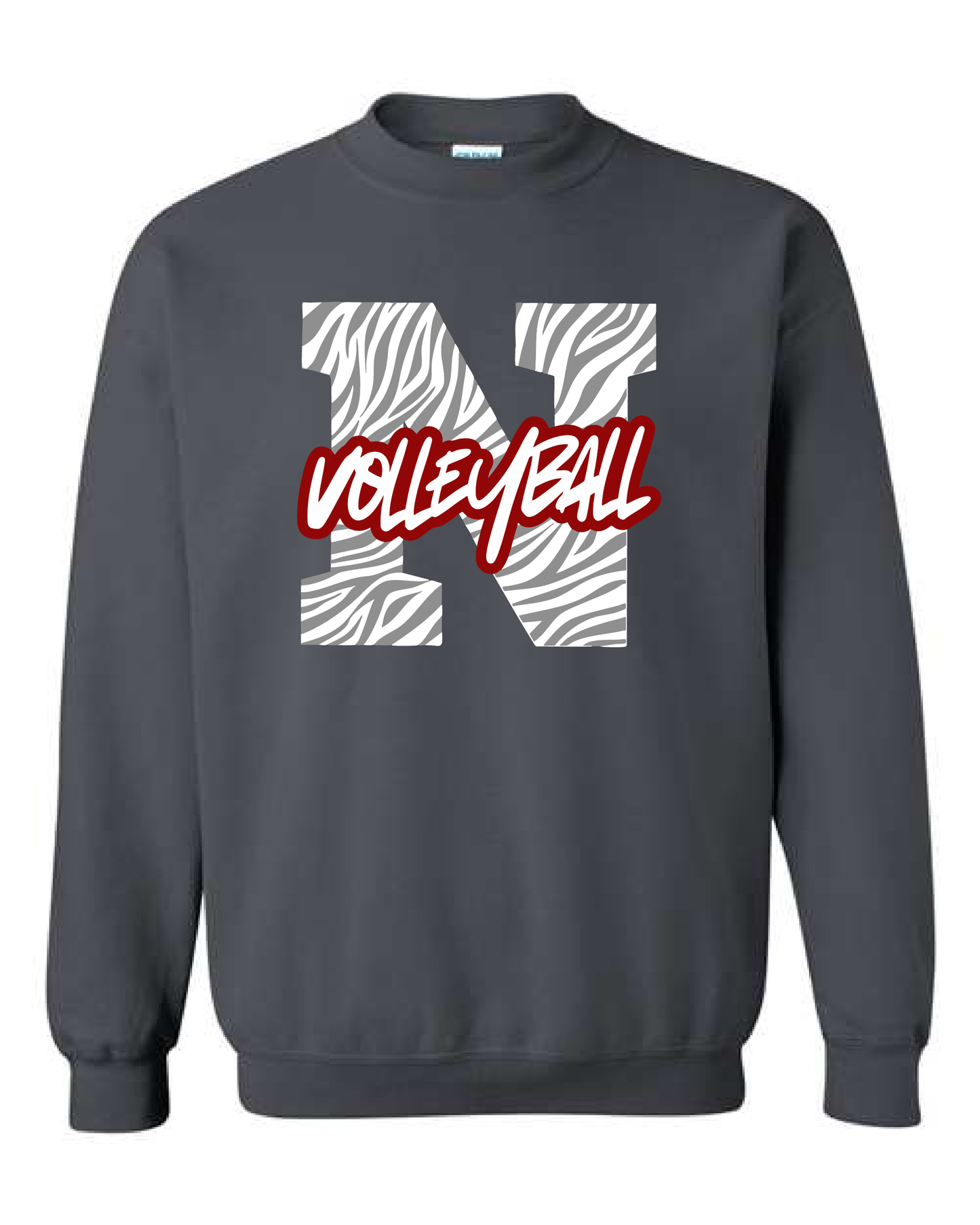 Tiger Print N: Gildan Crewneck Sweatshirt