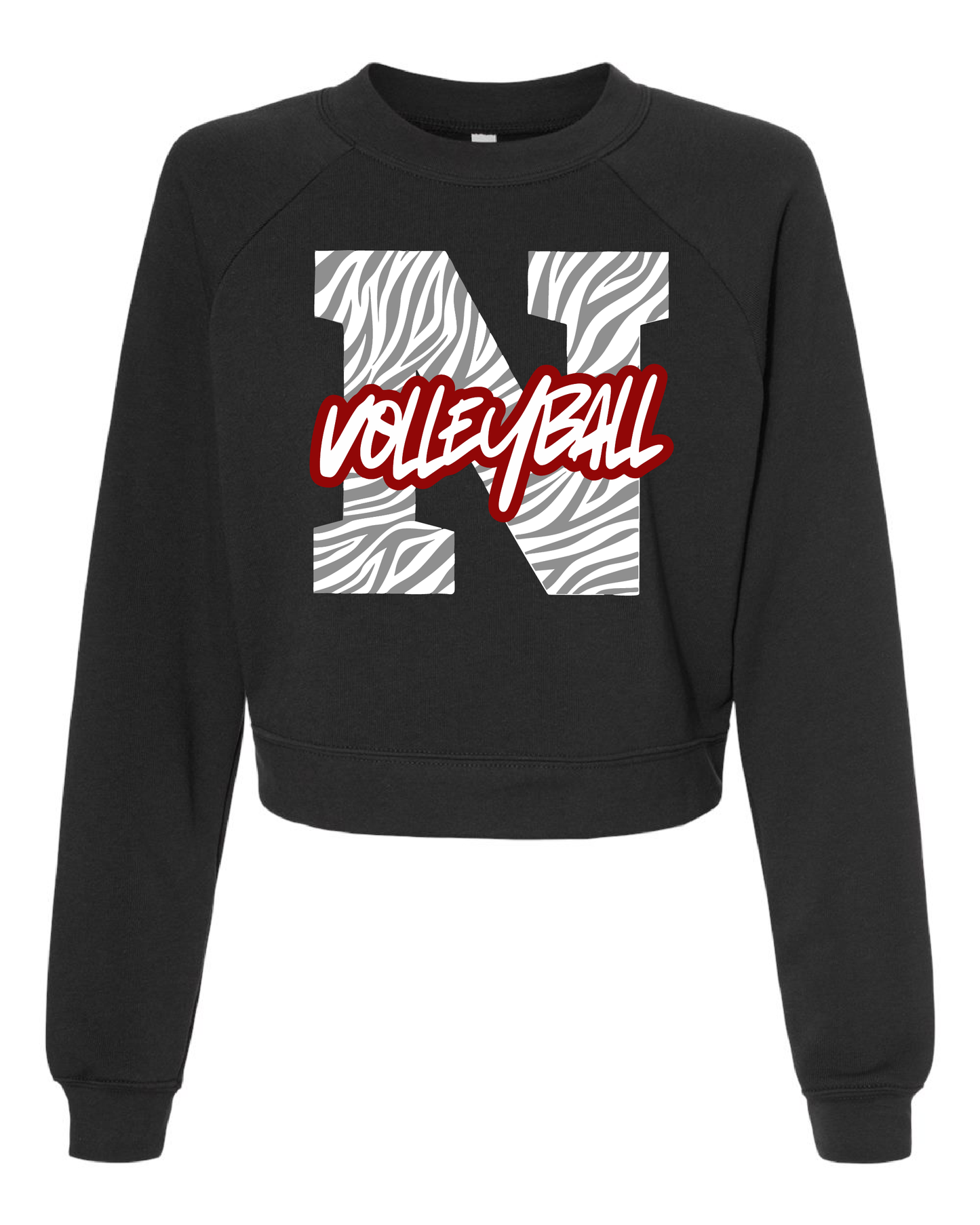 Tiger Print N: Bella Canvas Cropped Raglan Crewneck Sweatshirt