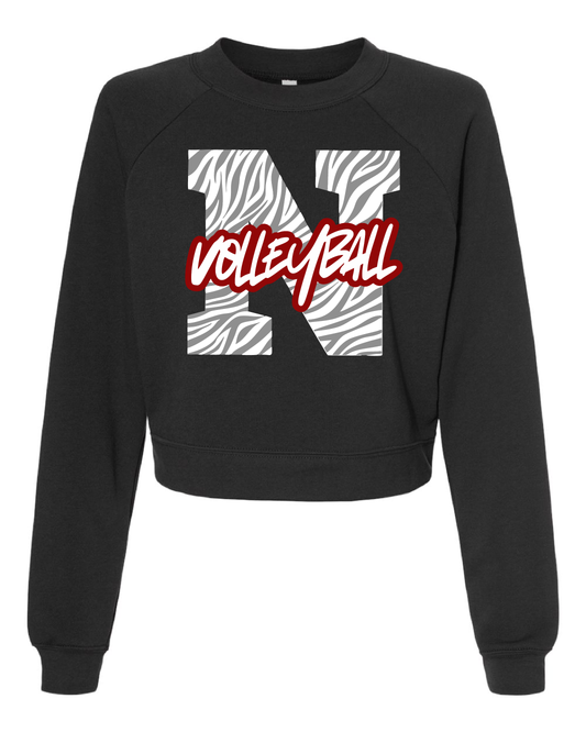 Tiger Print N: Bella Canvas Cropped Raglan Crewneck Sweatshirt