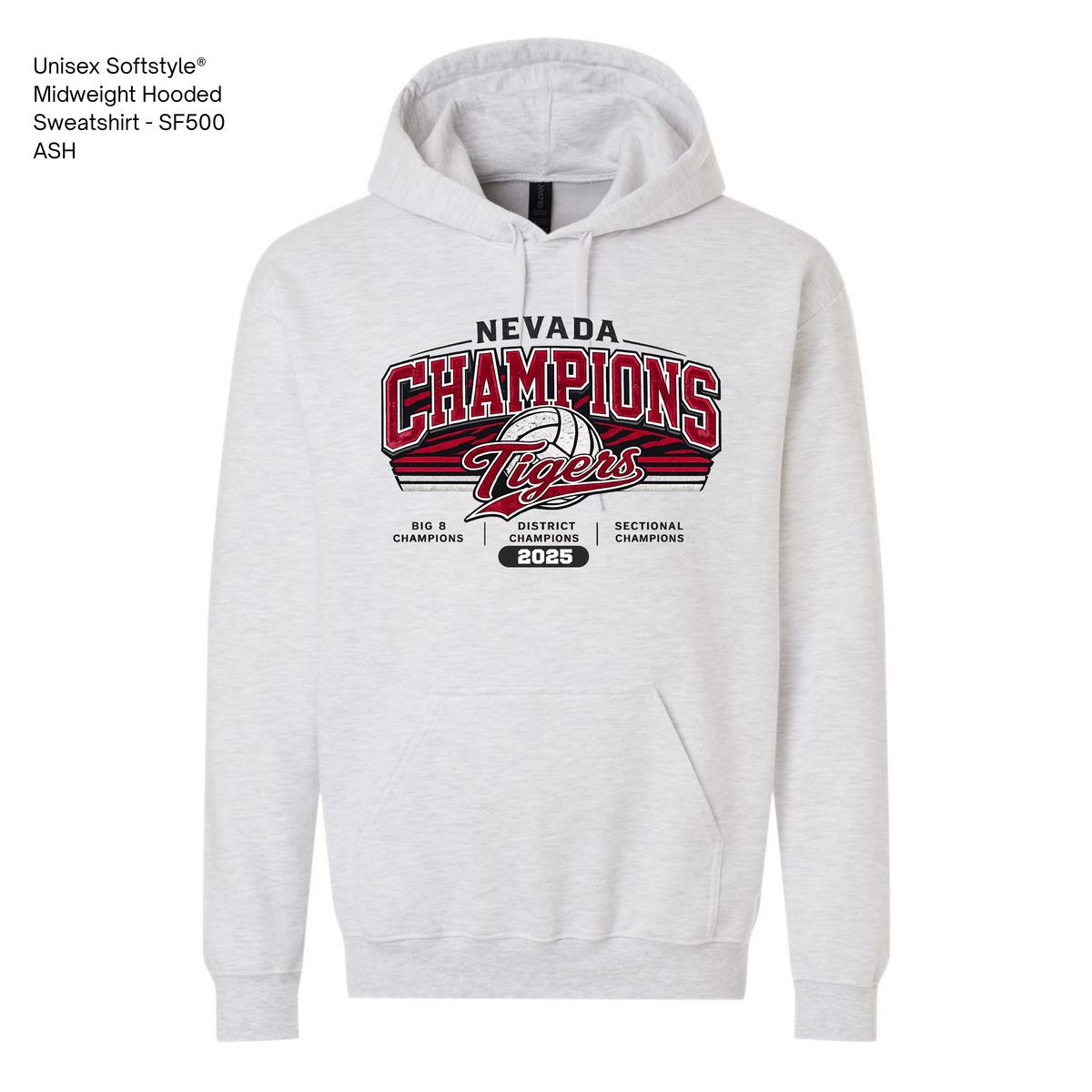 Gildan Midweight Hoodie, NHS Volleyball: Champion