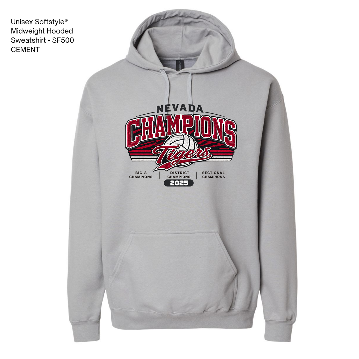 Gildan Midweight Hoodie, NHS Volleyball: Champion