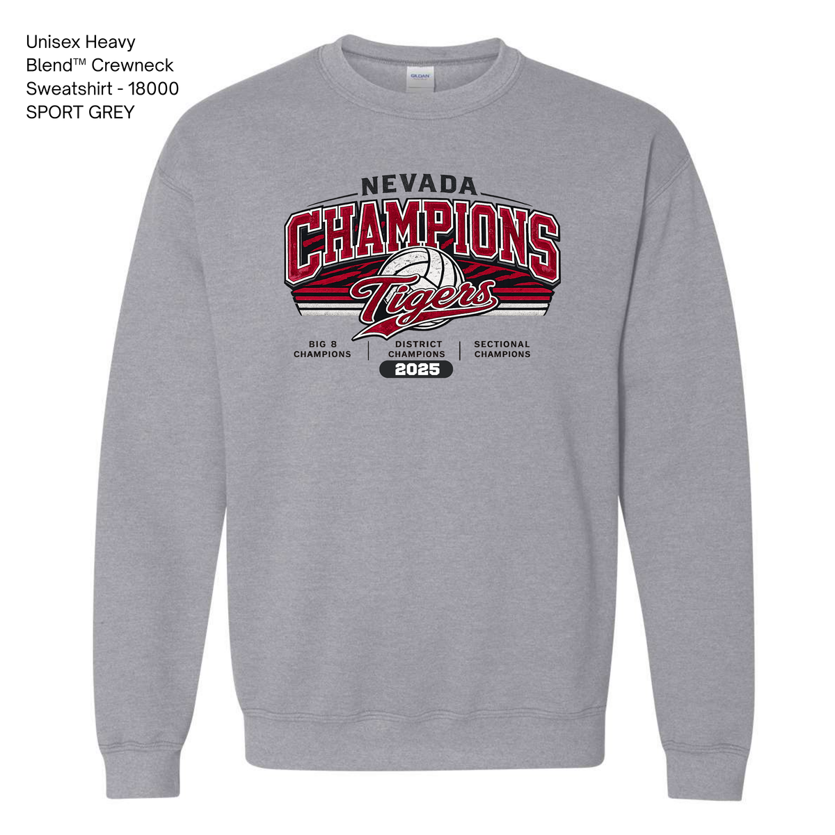 Gildan Crewneck, NHS Volleyball: Champion