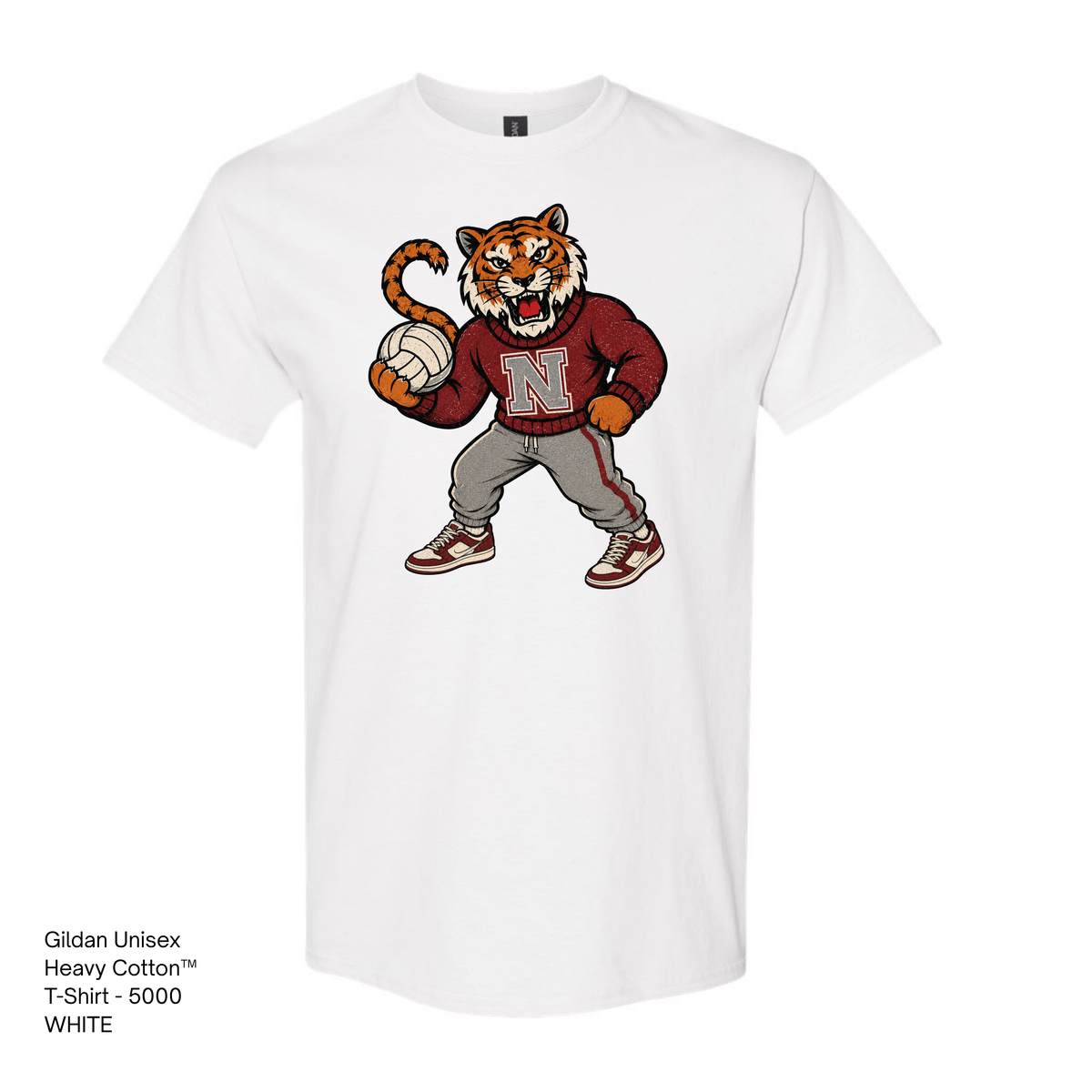 Gildan Heavy Cotton Tee, NHS Volleyball: Vintage Tiger