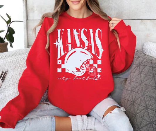 Kansas City Football Crewneck Red & White