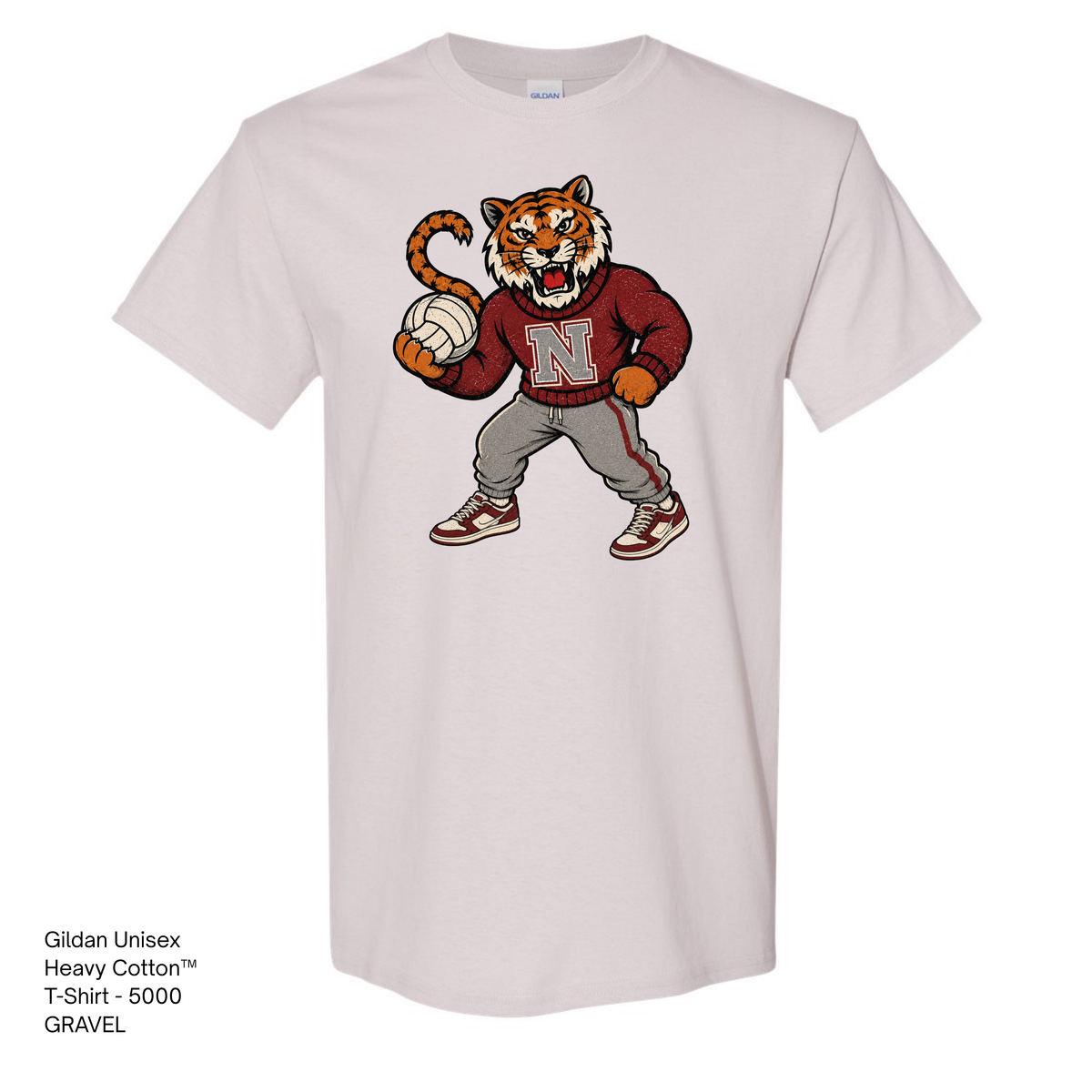 Gildan Heavy Cotton Tee, NHS Volleyball: Vintage Tiger