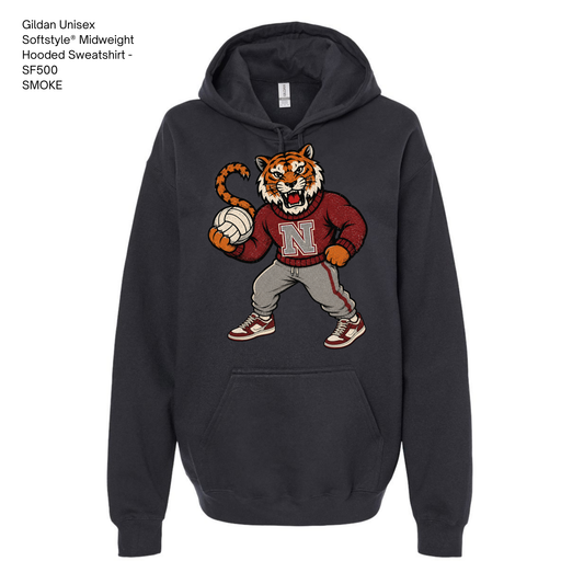 Gildan Midweight Hoodie, NHS Volleyball: Vintage Tiger