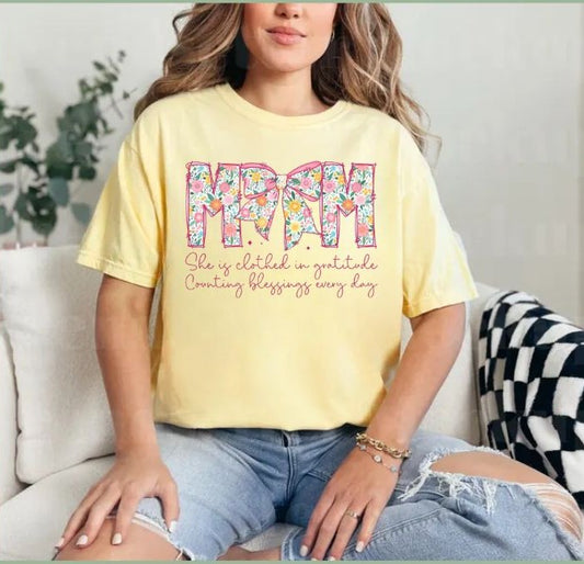 Floral Mom Bow Graphic Tshirt