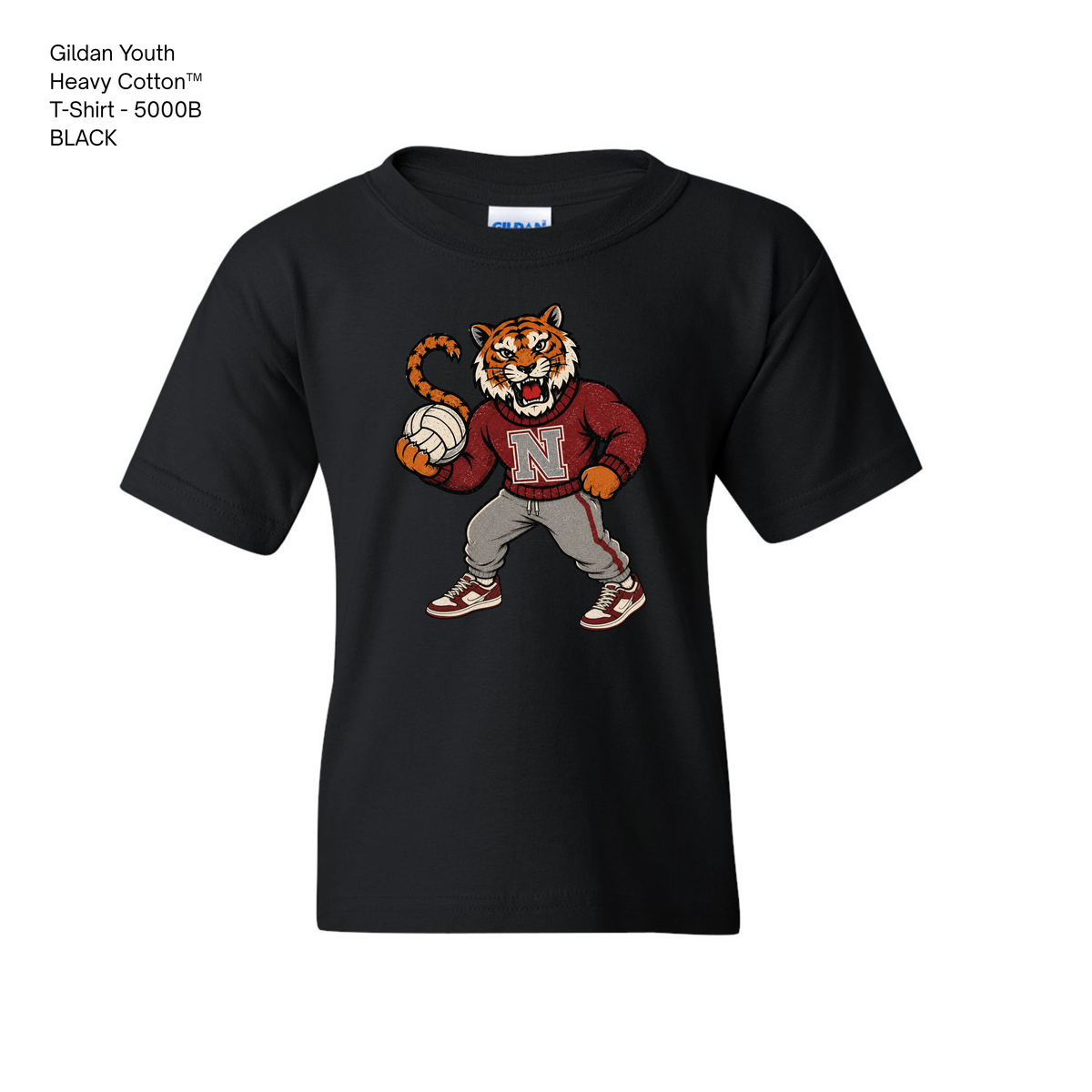 Gildan Heavy Cotton Tee, NHS Volleyball: Vintage Tiger