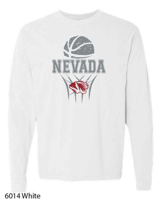 Comfort Colors Long Sleeve T-Shirt: Nevada Basketball Design