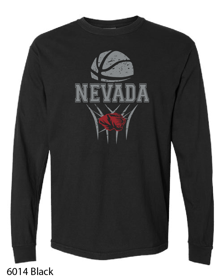 Comfort Colors Long Sleeve T-Shirt: Nevada Basketball Design