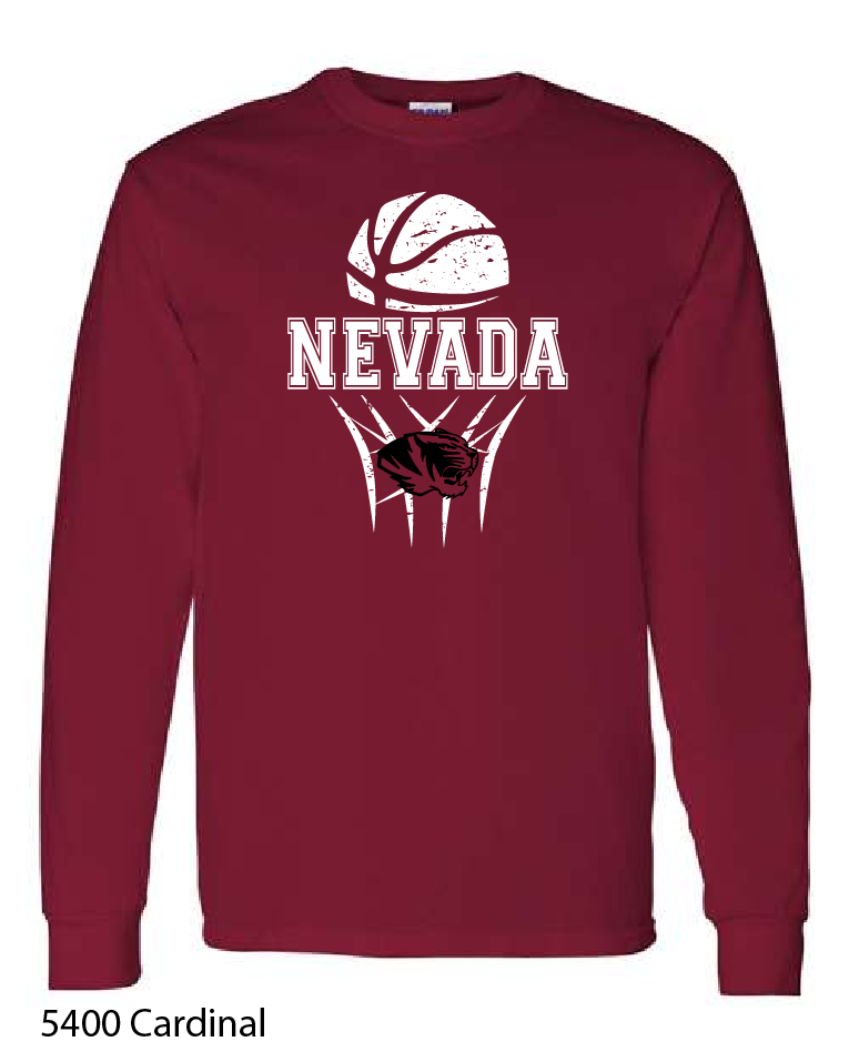 Gildan Long Sleeve T-Shirt: Nevada Basketball Design