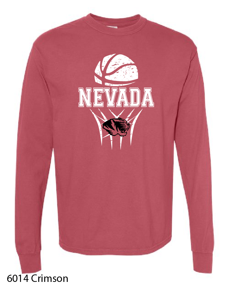 Comfort Colors Long Sleeve T-Shirt: Nevada Basketball Design