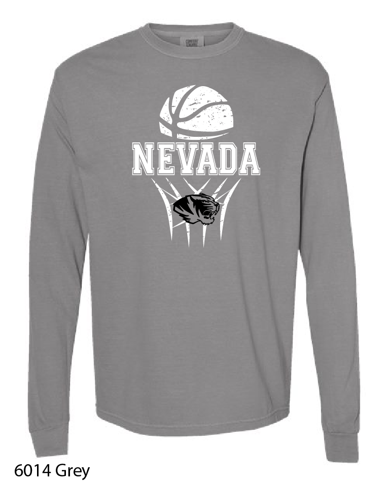 Comfort Colors Long Sleeve T-Shirt: Nevada Basketball Design