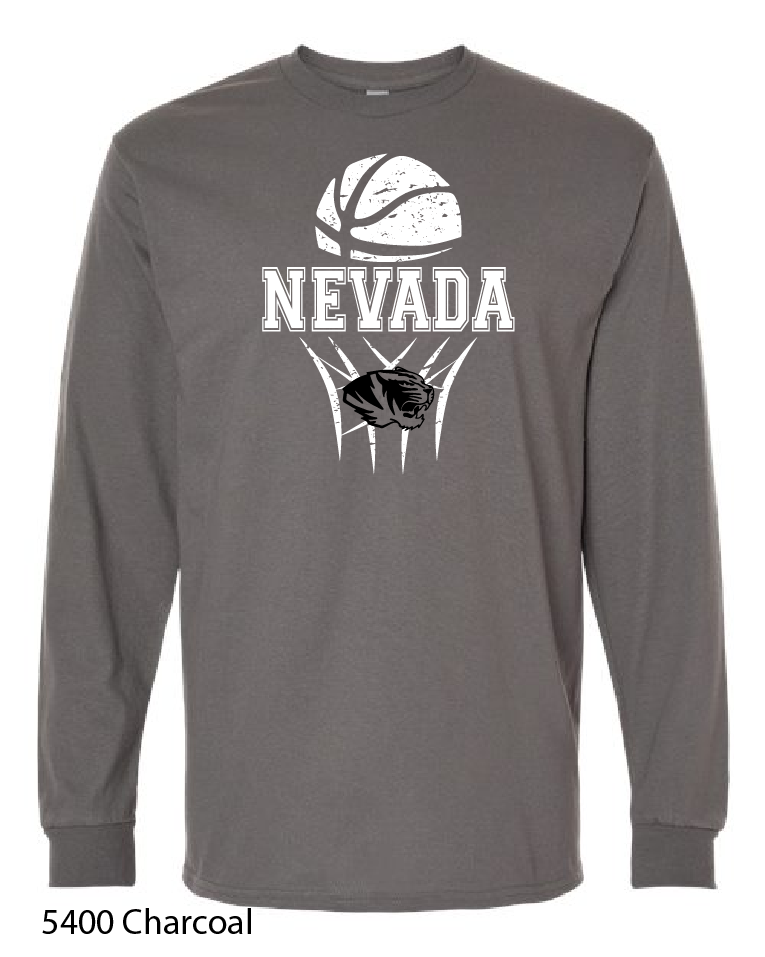 Gildan Long Sleeve T-Shirt: Nevada Basketball Design