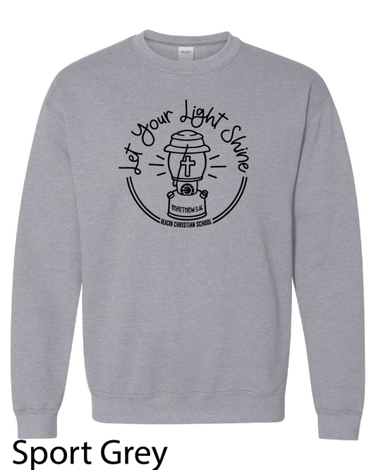 Gildan Crewneck Sweatshirt: Let Your Light Shine