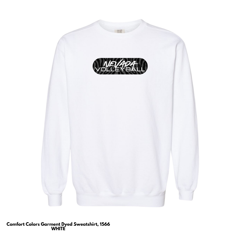 VOLLEYBALL: Comfort Colors Crewneck Adult Sweatshirt (Tiger Stripes)