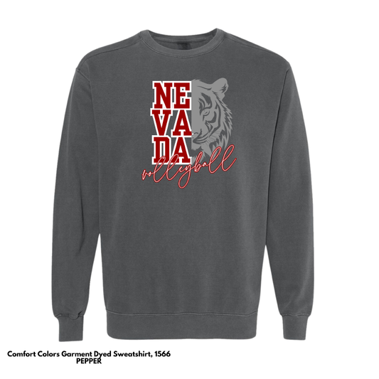 VOLLEYBALL: Comfort Colors Adult Crewneck Sweatshirt (Tiger Head)