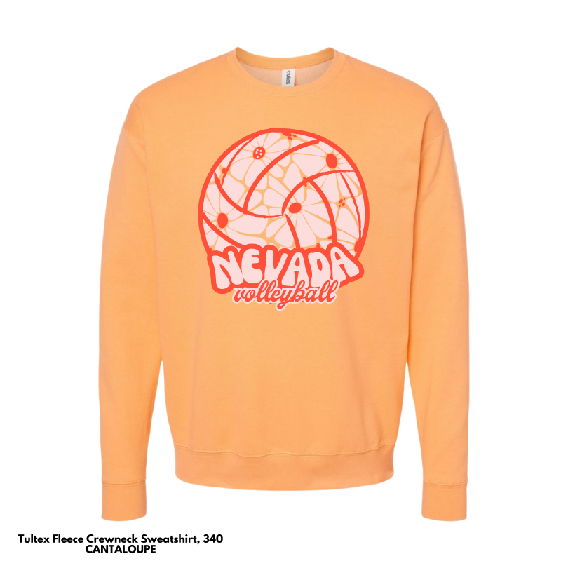 VOLLEYBALL: Tultex Adult Crewneck Sweatshirt (Floral Volleyball)