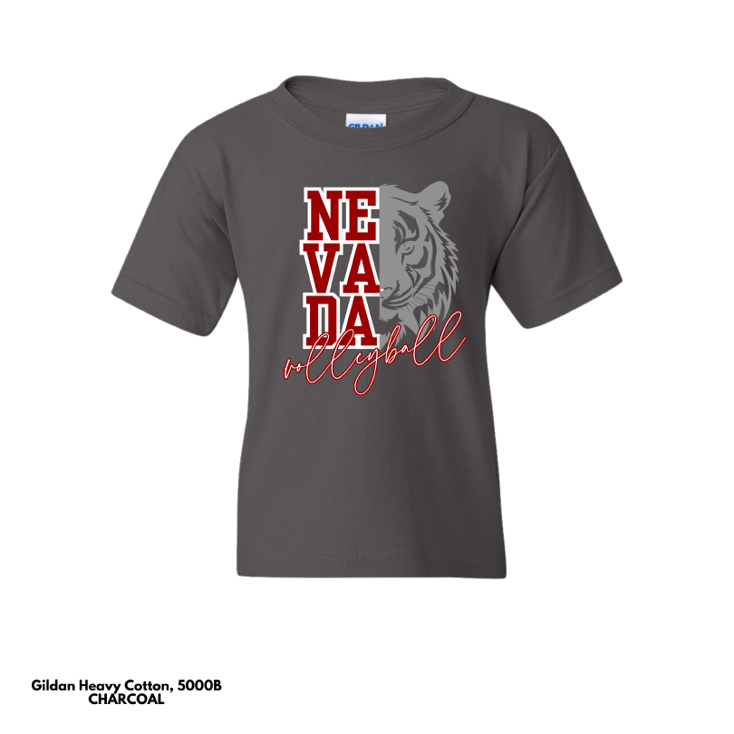 VOLLEYBALL: Youth Gildan Heavy Cotton T-shirt (Tiger Head)