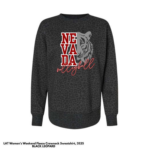 VOLLEYBALL: LAT Adult Crewneck Sweatshirt (Tiger Head)