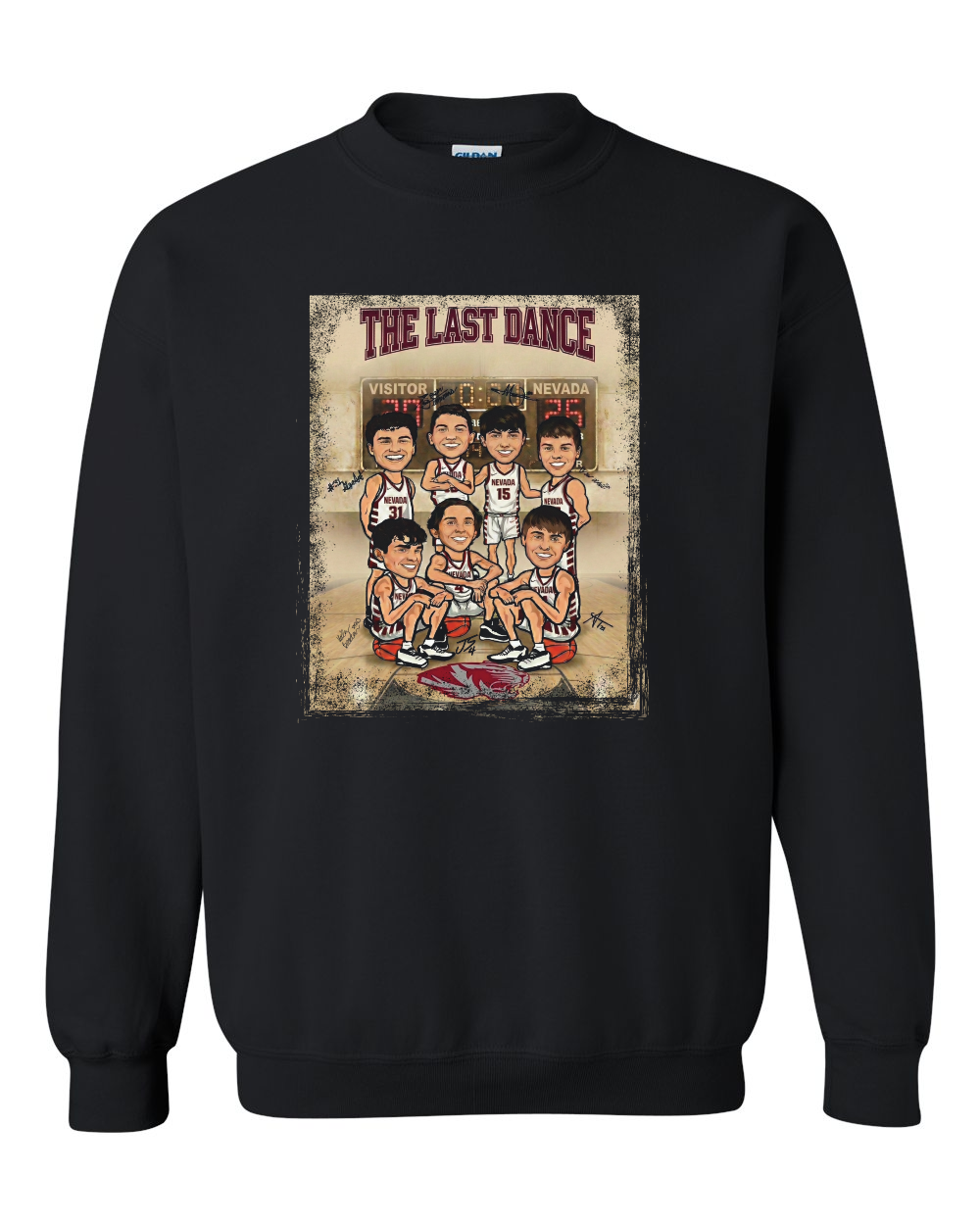 Gildan Crewneck Sweatshirt: NHS Senior Boys Basketball Caricature