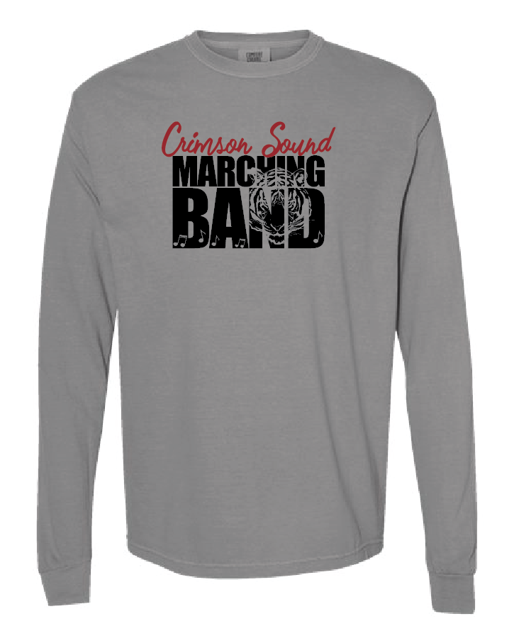 Comfort Colors LS: CS Marching Band Tiger & Music Notes
