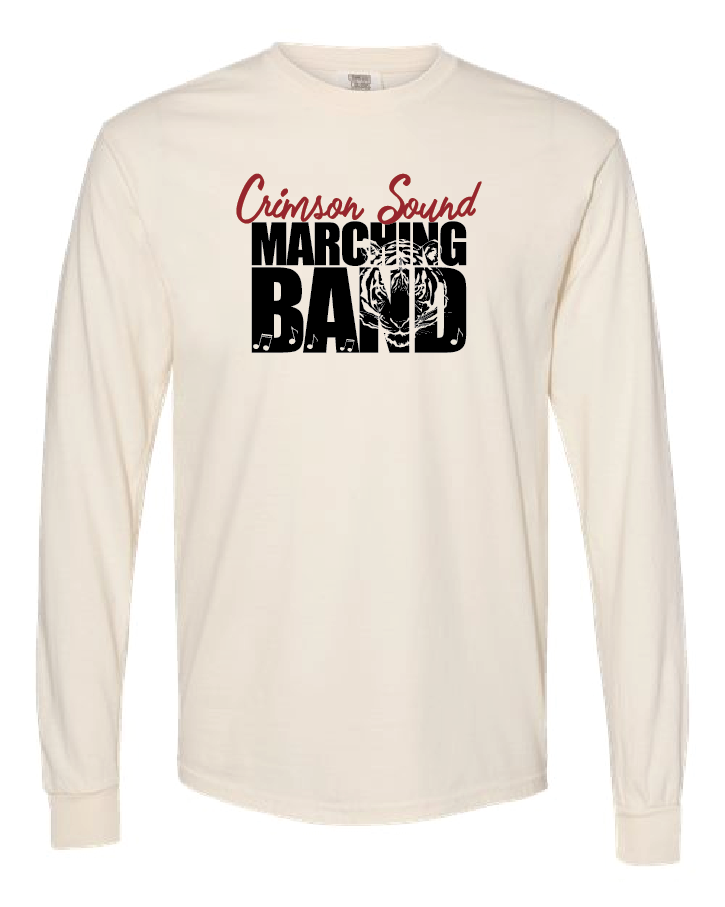 Comfort Colors LS: CS Marching Band Tiger & Music Notes