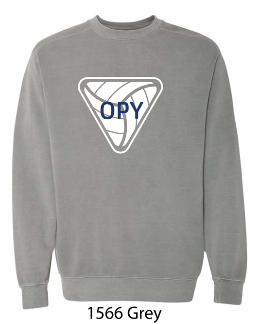 Comfort Colors Crewneck Sweatshirt: OPY V-Ball LOGO