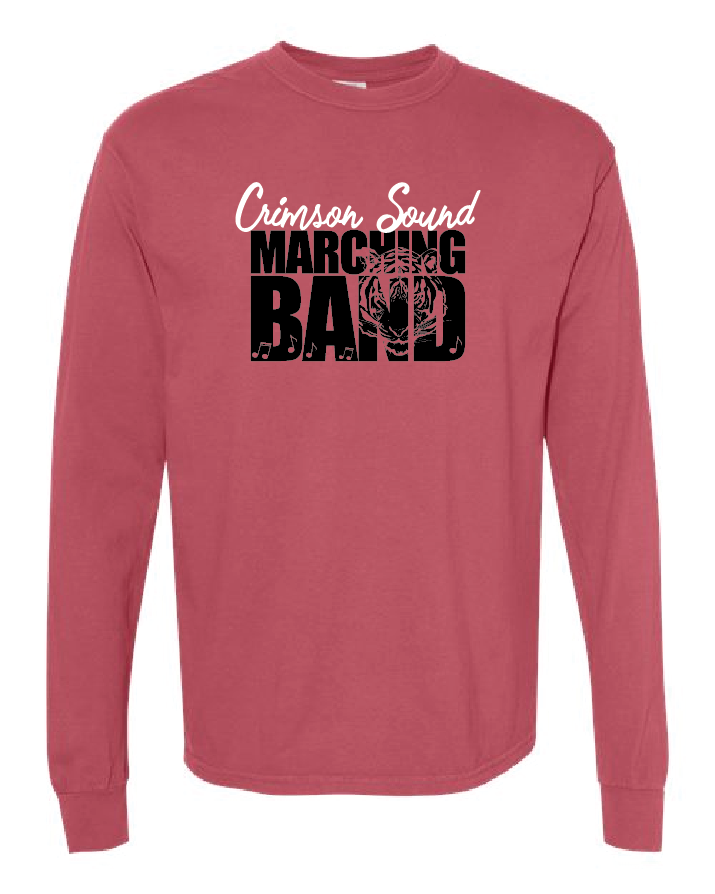 Comfort Colors LS: CS Marching Band Tiger & Music Notes