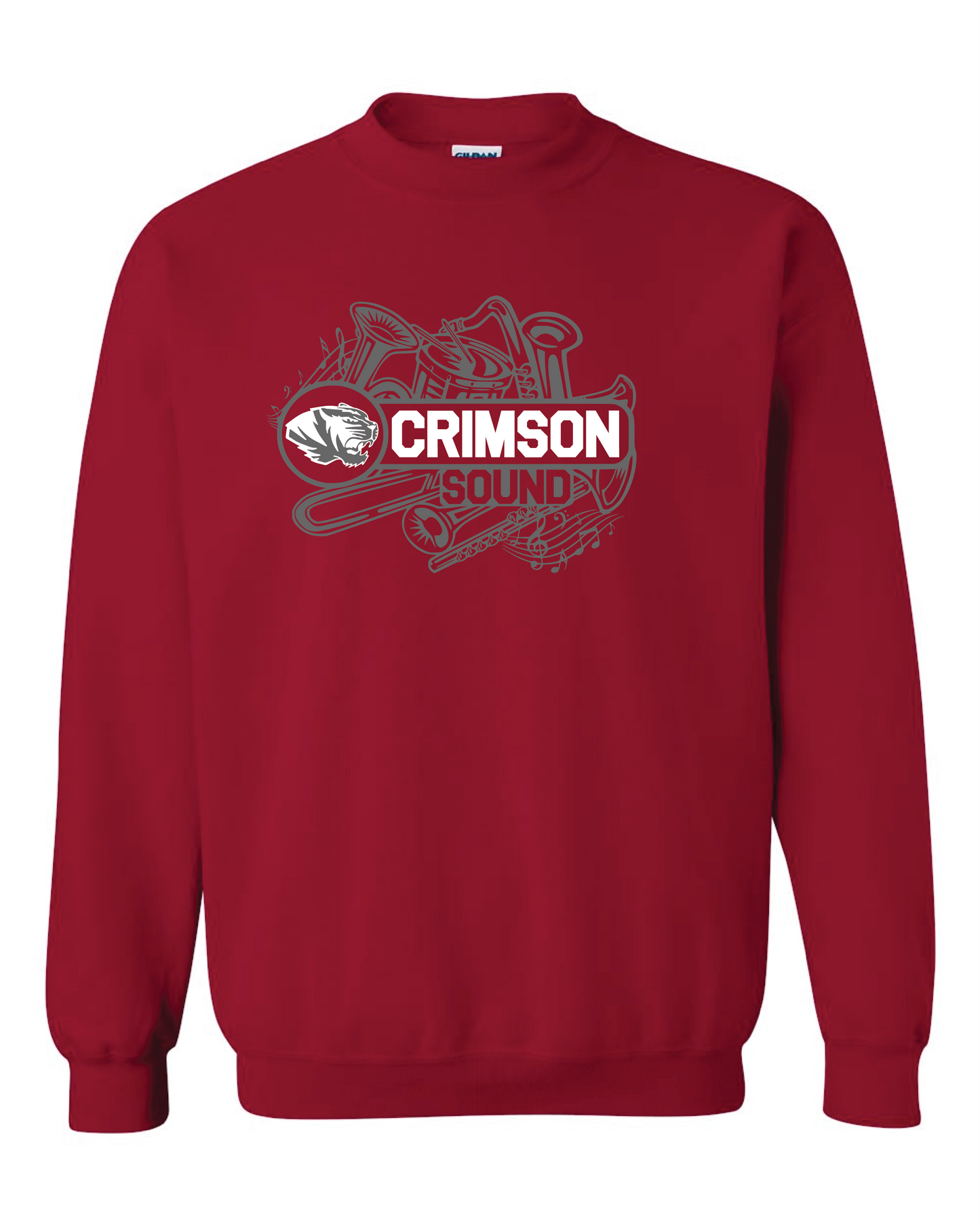 Gildan Crewneck Sweatshirt: Crimson Sound w/ Instruments
