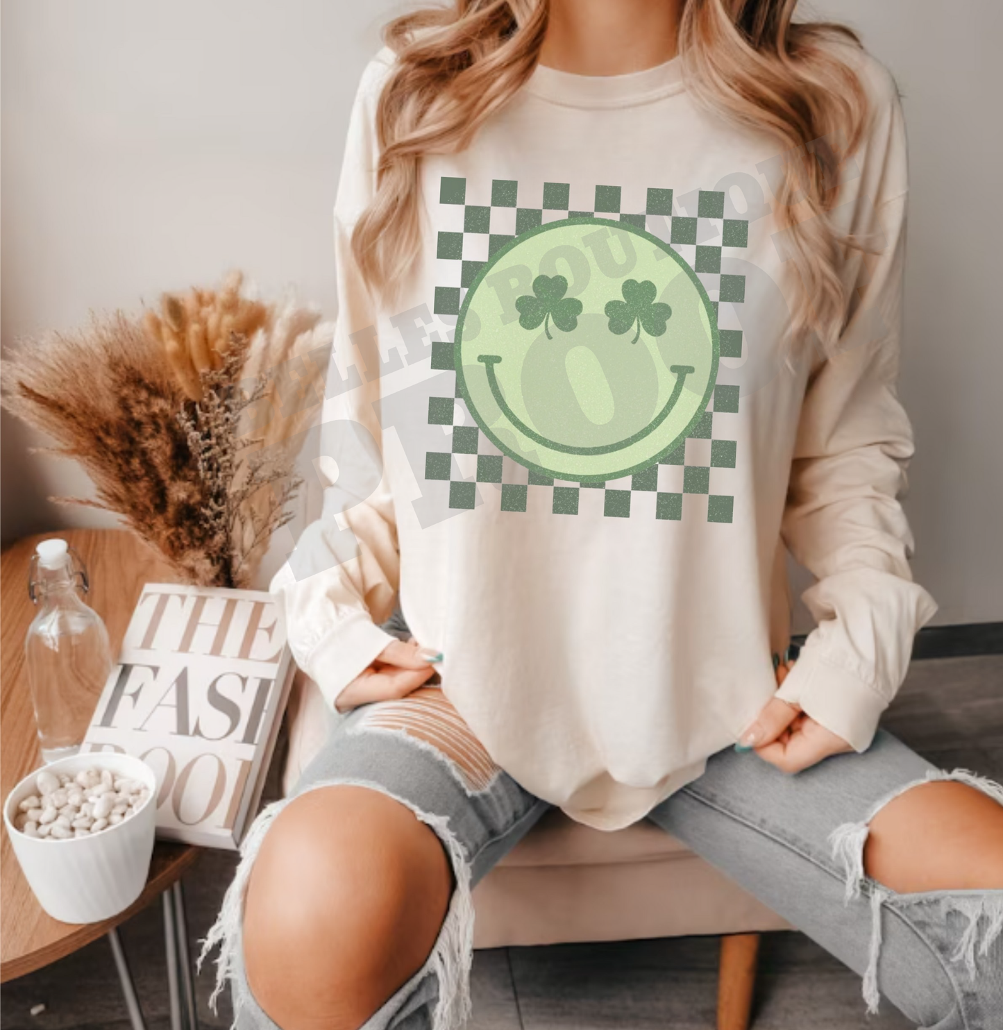 Lucky Smiley Checkerboard St. Patrick’s Day Long Sleeve