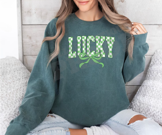 Lucky Checkerboard St. Patrick’s Day Crewneck