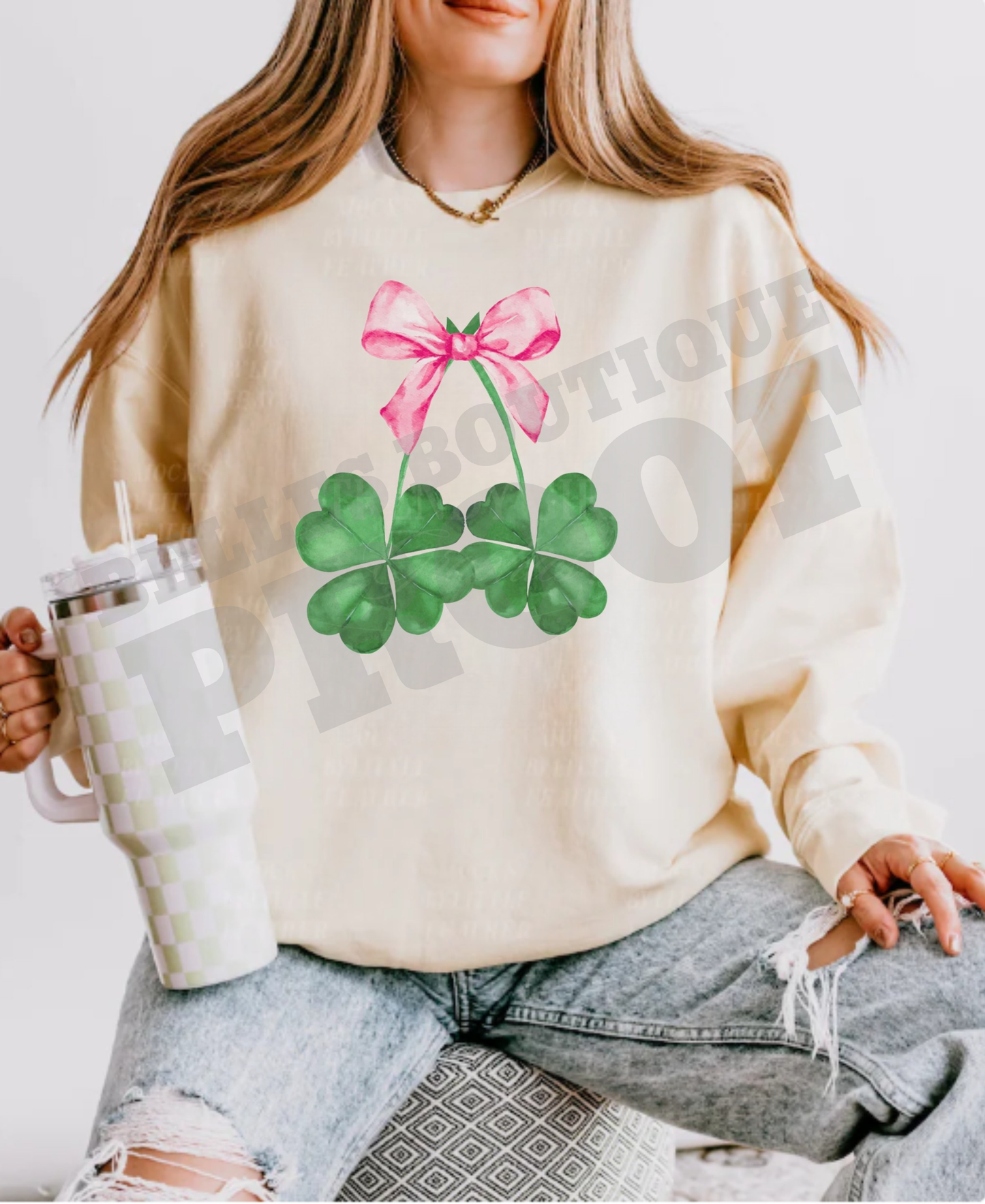 Lucky Clover &amp; Bow St. Patrick’s Day Crewneck