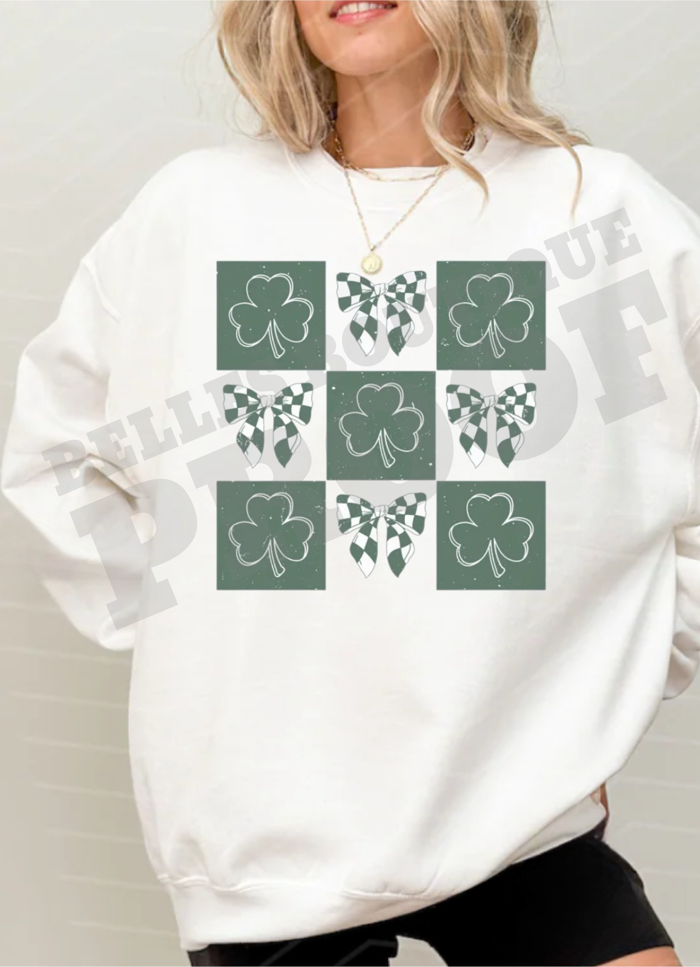 Checkerboard Shamrock St. Patrick’s Day Crewneck