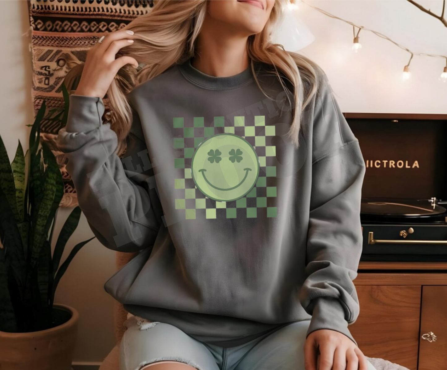 Lucky Smiley Checkerboard St. Patrick’s Day Long Sleeve